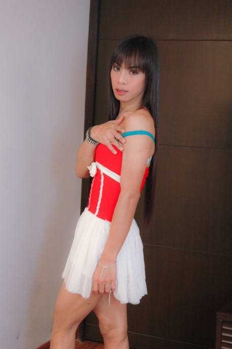 Black-haired shemale Umm enjoys a standing doggystyle anal dicking