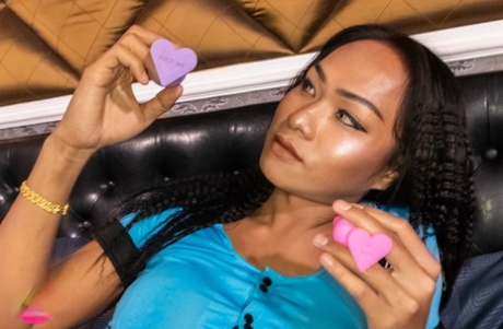 Thai shemale with a big dick Baimon gets anal fucked after a drinking spree