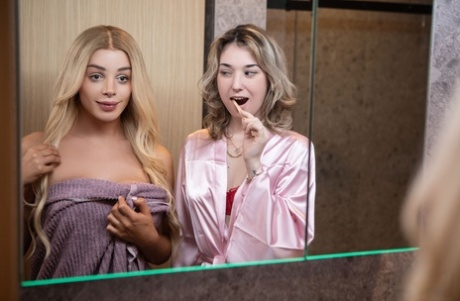 Sexy blonde Nicki Hunter gets screwed by horny shemale Angellica Good